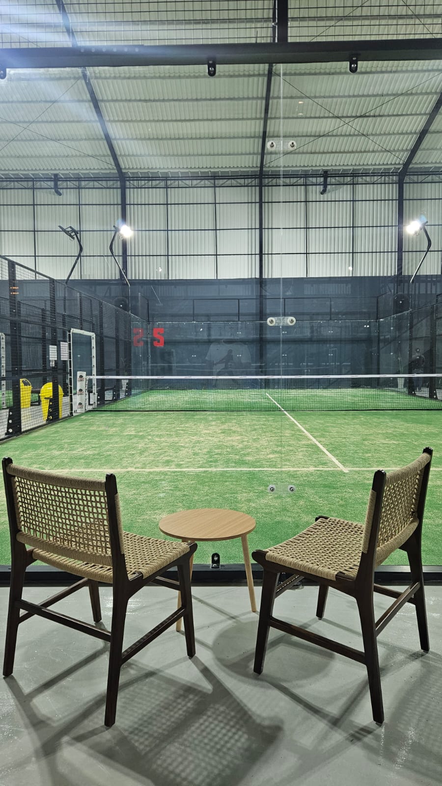 Courtside seating area